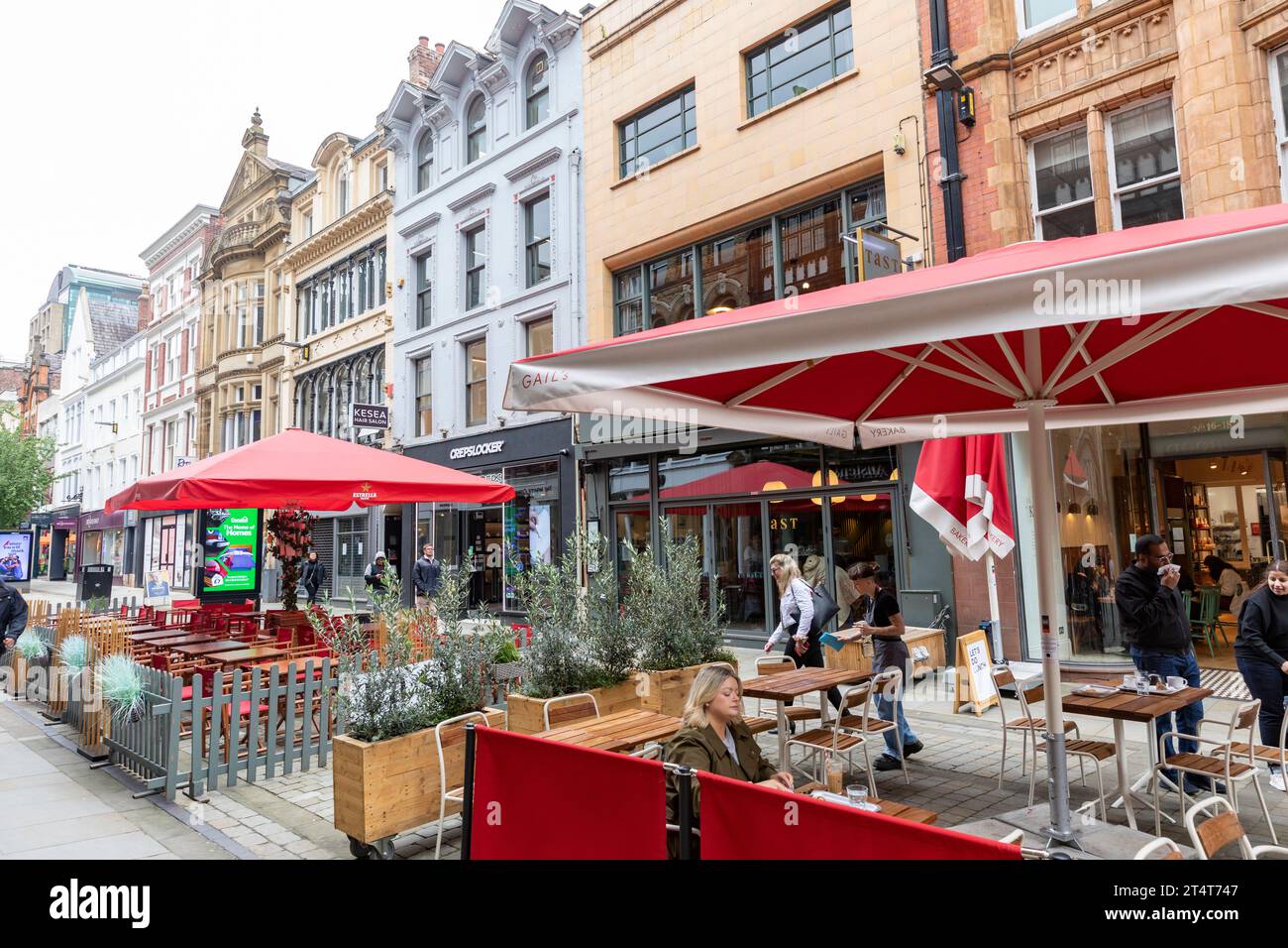 King street Manchester city centre and Gail's bakery cafe restaurant