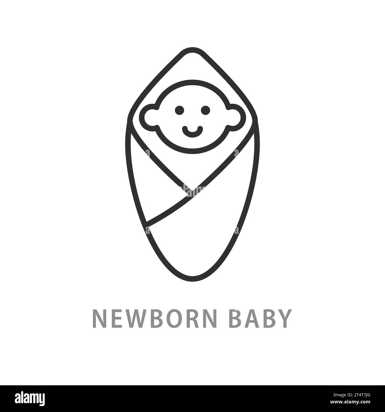 Newborn Baby Line Icon Kids Care Logo Linear Shape Stock Vector