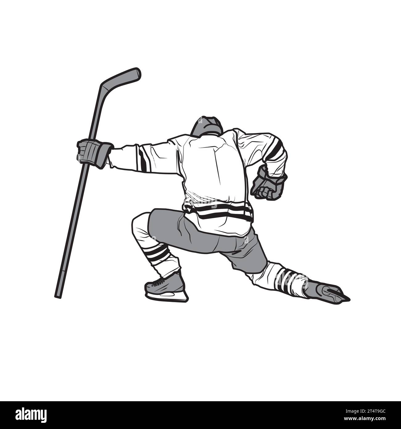 Hockey Player illustration detailed, drawing, ice hockey, player celebrating the score, goal, man 2 Stock Photo