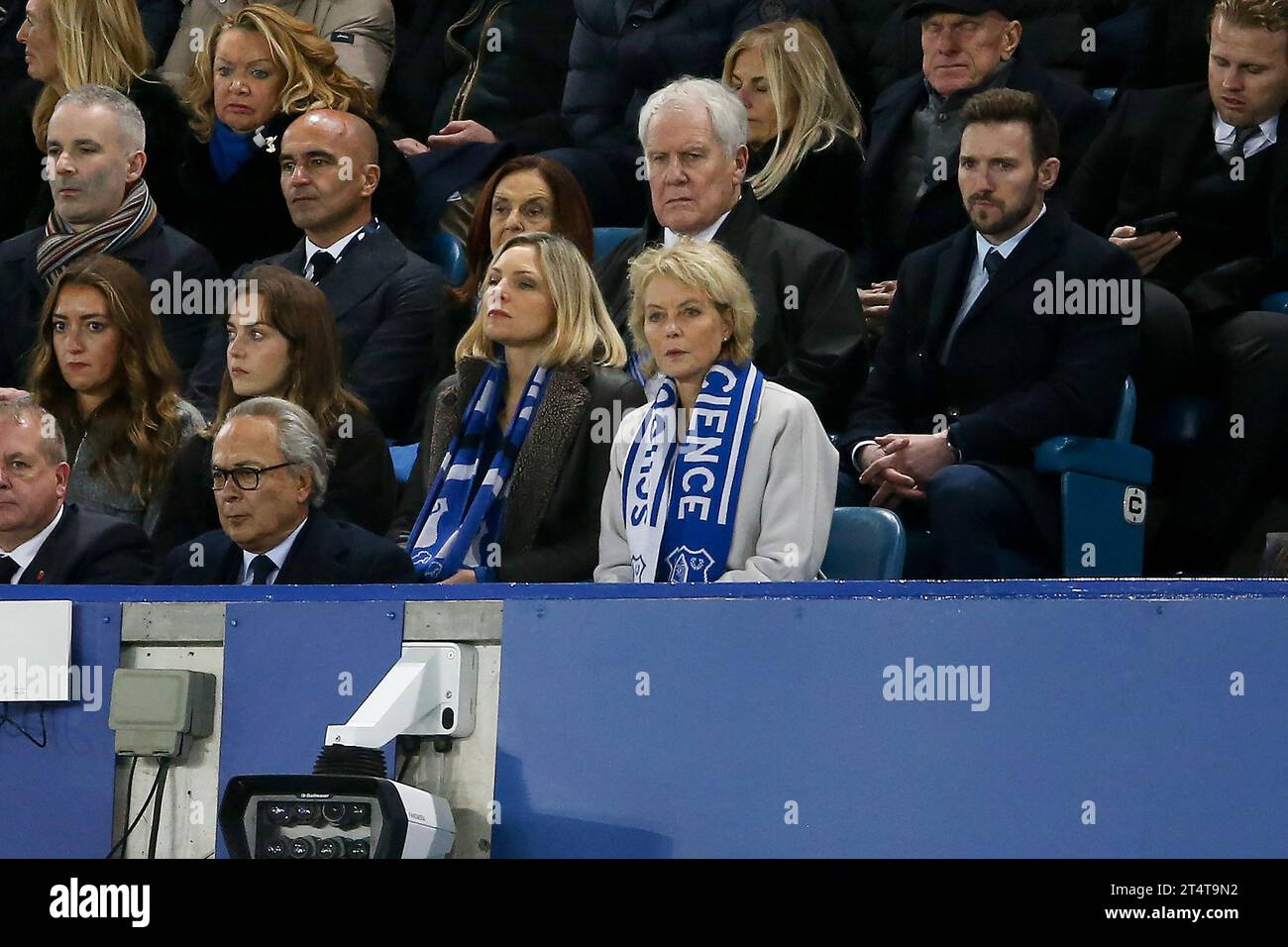 Everton, UK. 01st Nov, 2023. Jenny Seagrove (r), wife of former Everton Chairman Bill Kenwright CBE, and his daughter Lucy Kenwright (l) watch the game from the directors box. Carabao Cup, EFL Cup match, Everton v Burnley at Goodison Park in Liverpool on Wednesday 1st November 2023. this image may only be used for Editorial purposes. Editorial use only, pic by Chris Stading/Andrew Orchard sports photography/Alamy Live news Credit: Andrew Orchard sports photography/Alamy Live News Stock Photo
