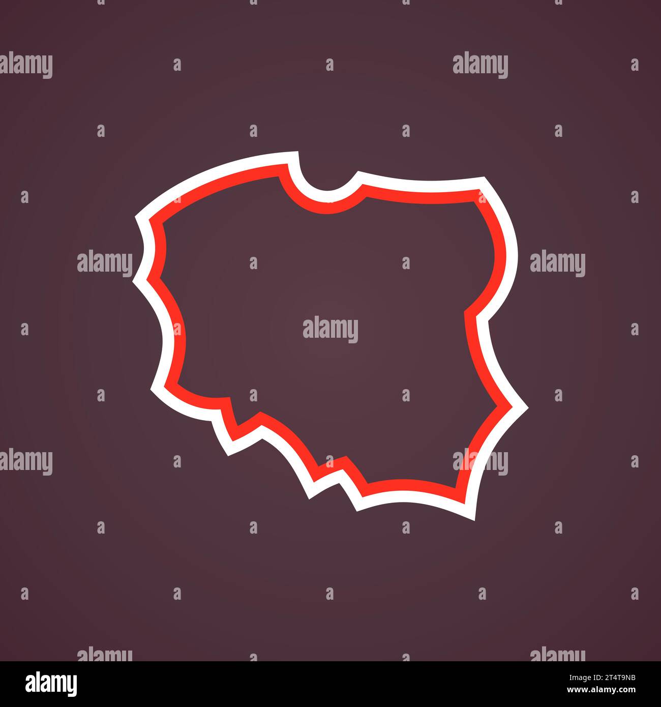 Simplified stylized outline map of Poland, colors from the flag. Stock Vector