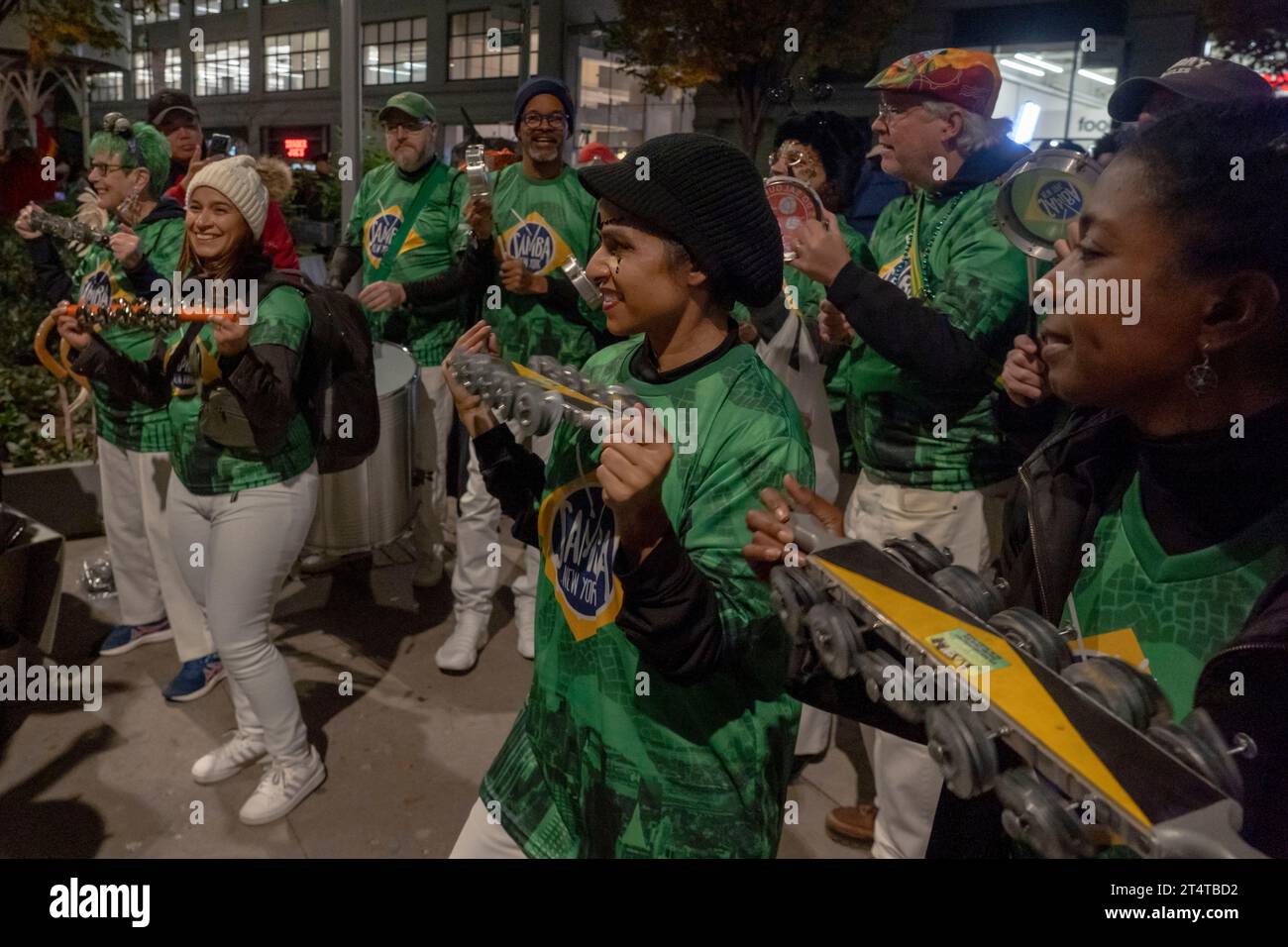 New York, United States. 31st Oct, 2023. Members of a Samba New York