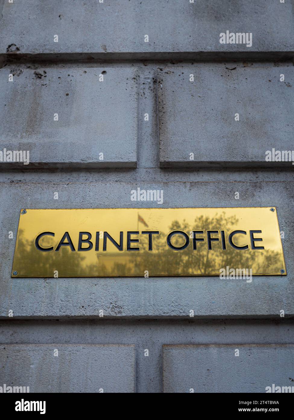 Cabinet Office Whitehall London - sign at the entrance to the British Government Cabinet Office in Whitehall, central London. Stock Photo