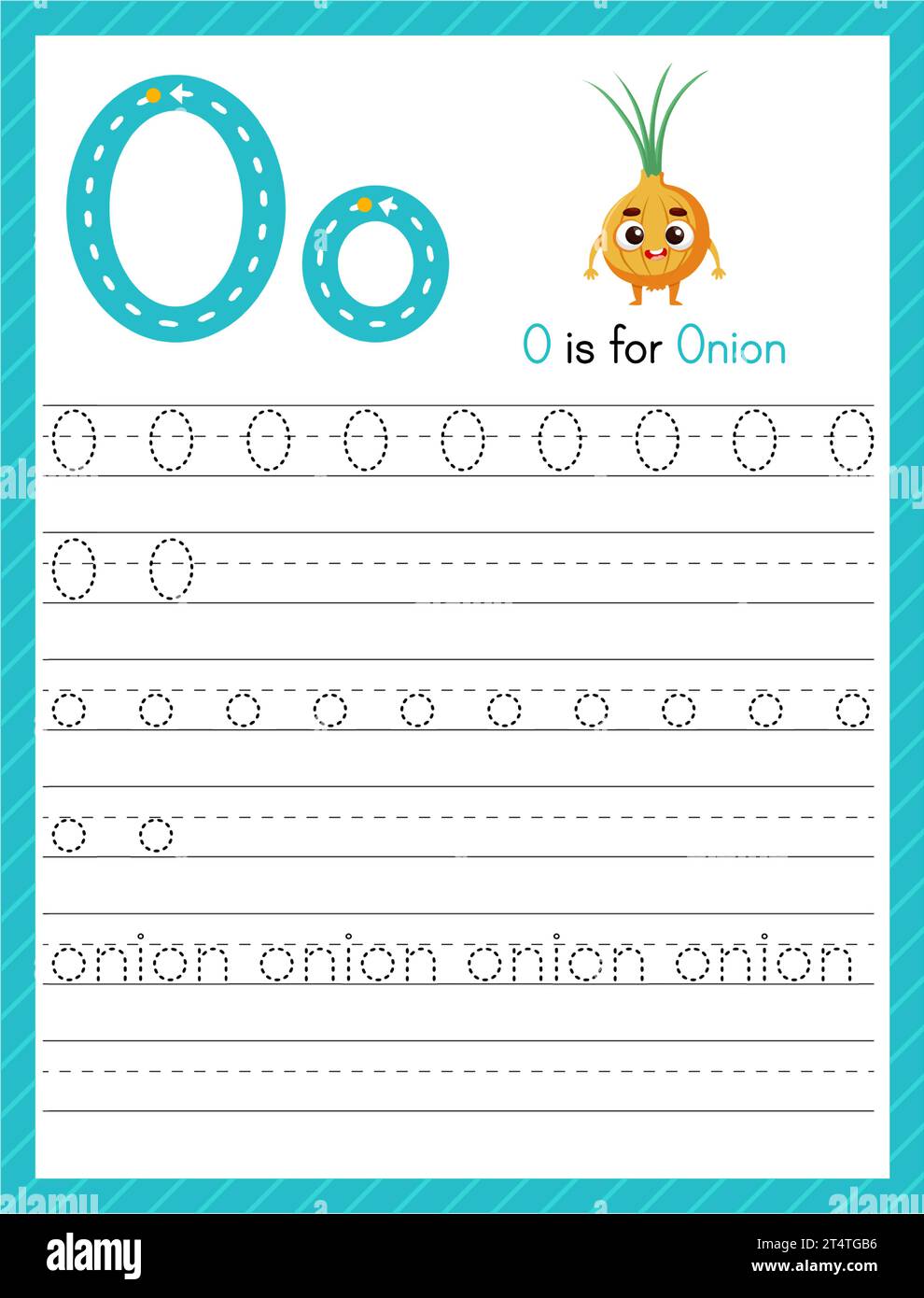 Trace letter O uppercase and lowercase. Alphabet tracing practice