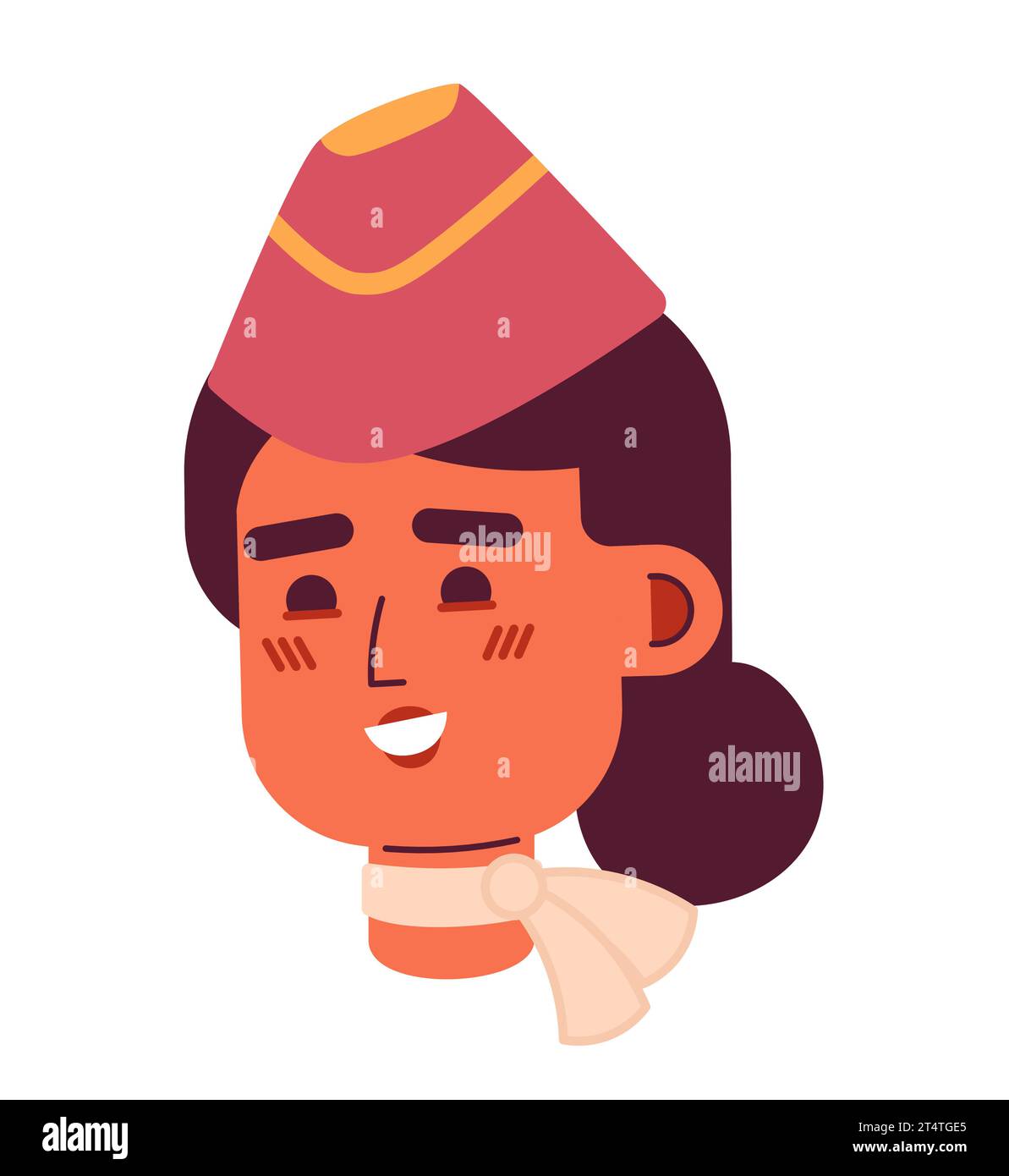 Smiling indian stewardess cap 2d vector avatar illustration stock
