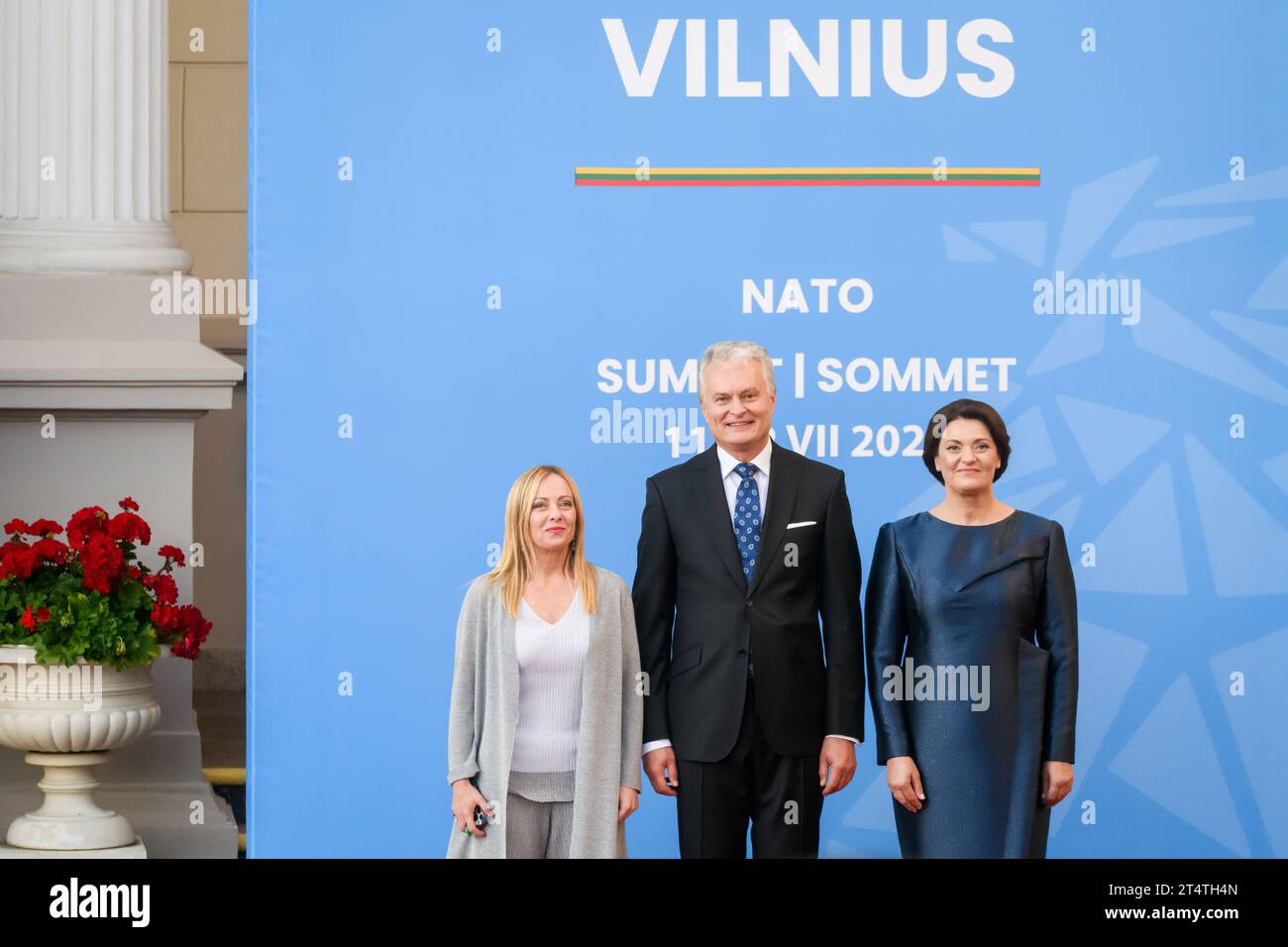 VILNIUS, LITHUANIA. 11th July 2023. Giorgia Meloni, Prime Minister of Italy, before Social Dinner at NATO SUMMIT 2023 Stock Photo