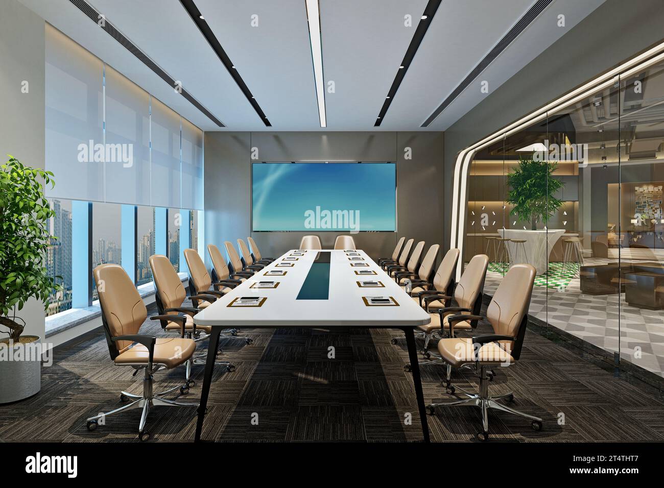 luxury office interior, 3d rendering Stock Photo