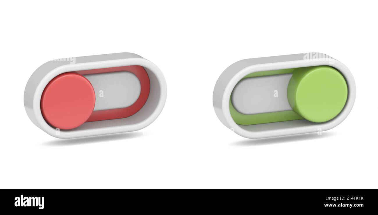 On off switch button 3D rendering illustration isolated on white ...