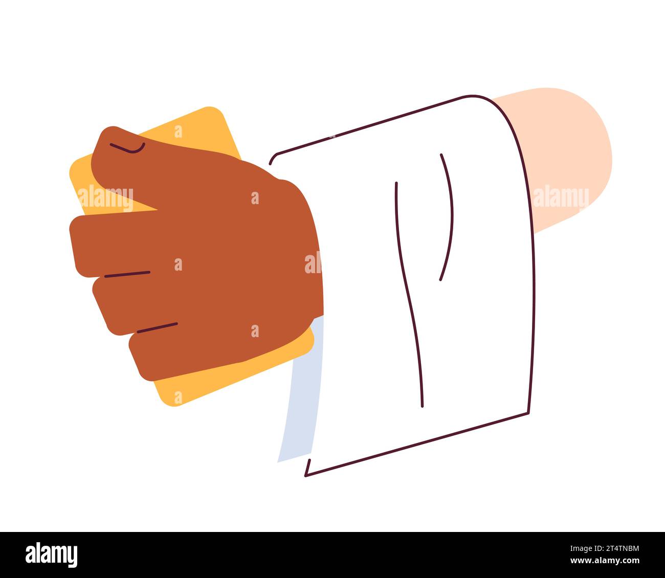Holding menu and table cloth cartoon character hand illustration Stock Vector