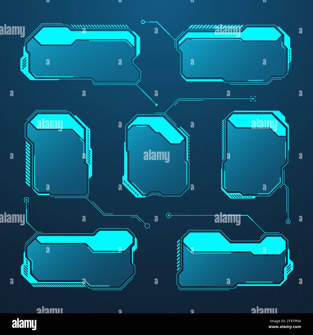 Blue futuristic HUD or UI elements. Sci-fi user interface text boxes ...