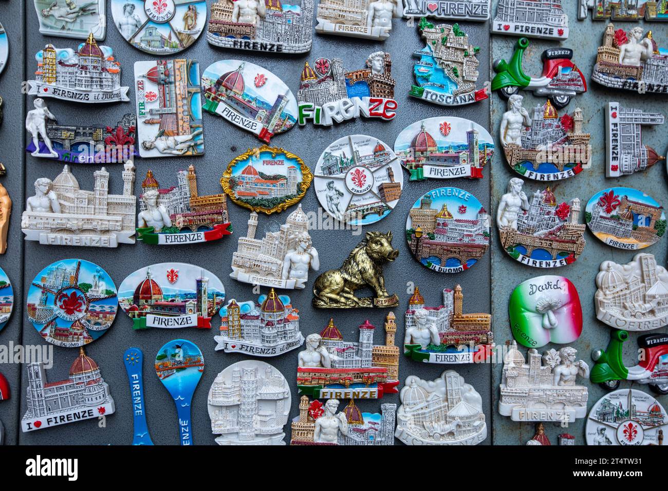 Florence Italy. Fridge souvenir display at a shop Stock Photo