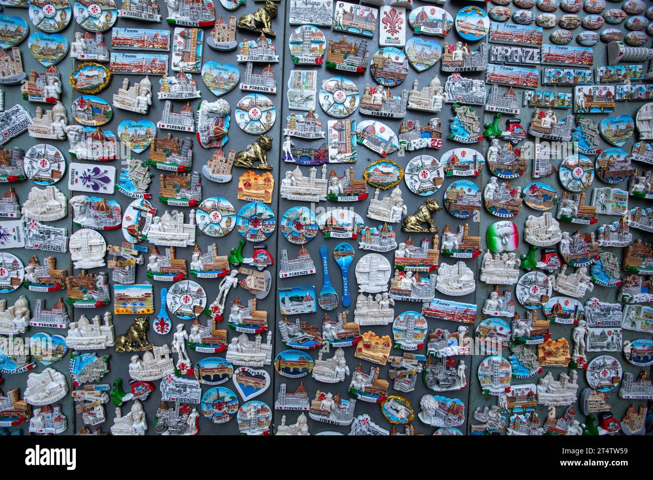 Florence Italy. Fridge souvenir display at a shop Stock Photo
