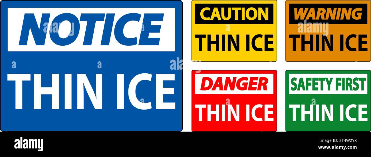 Danger Sign, Warning Thin Ice Sign Stock Vector Image & Art - Alamy