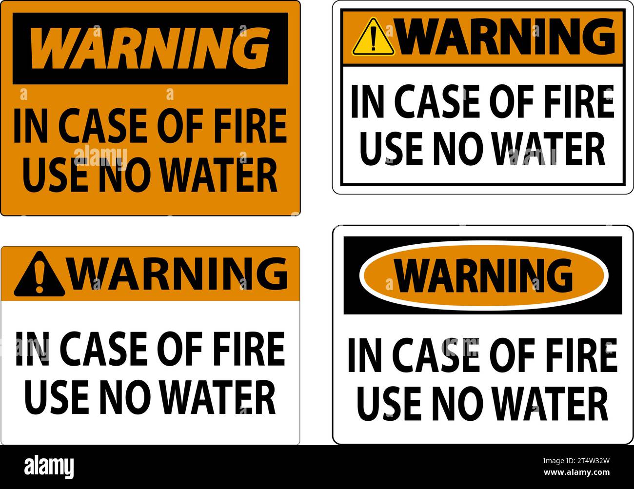 Danger Sign Danger - In Case Of Fire Use No Water Stock Vector