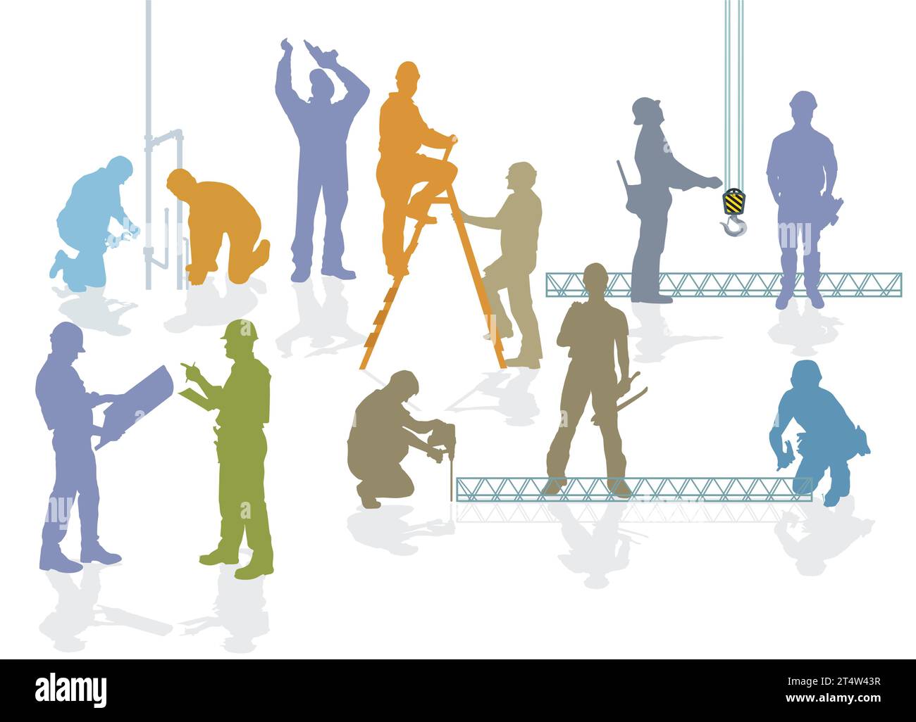 Craftsman at construction site illustration Stock Vector