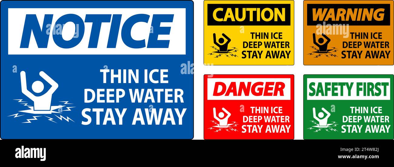 Danger Sign Thin Ice Deep Water, Stay Away Stock Vector Image & Art - Alamy