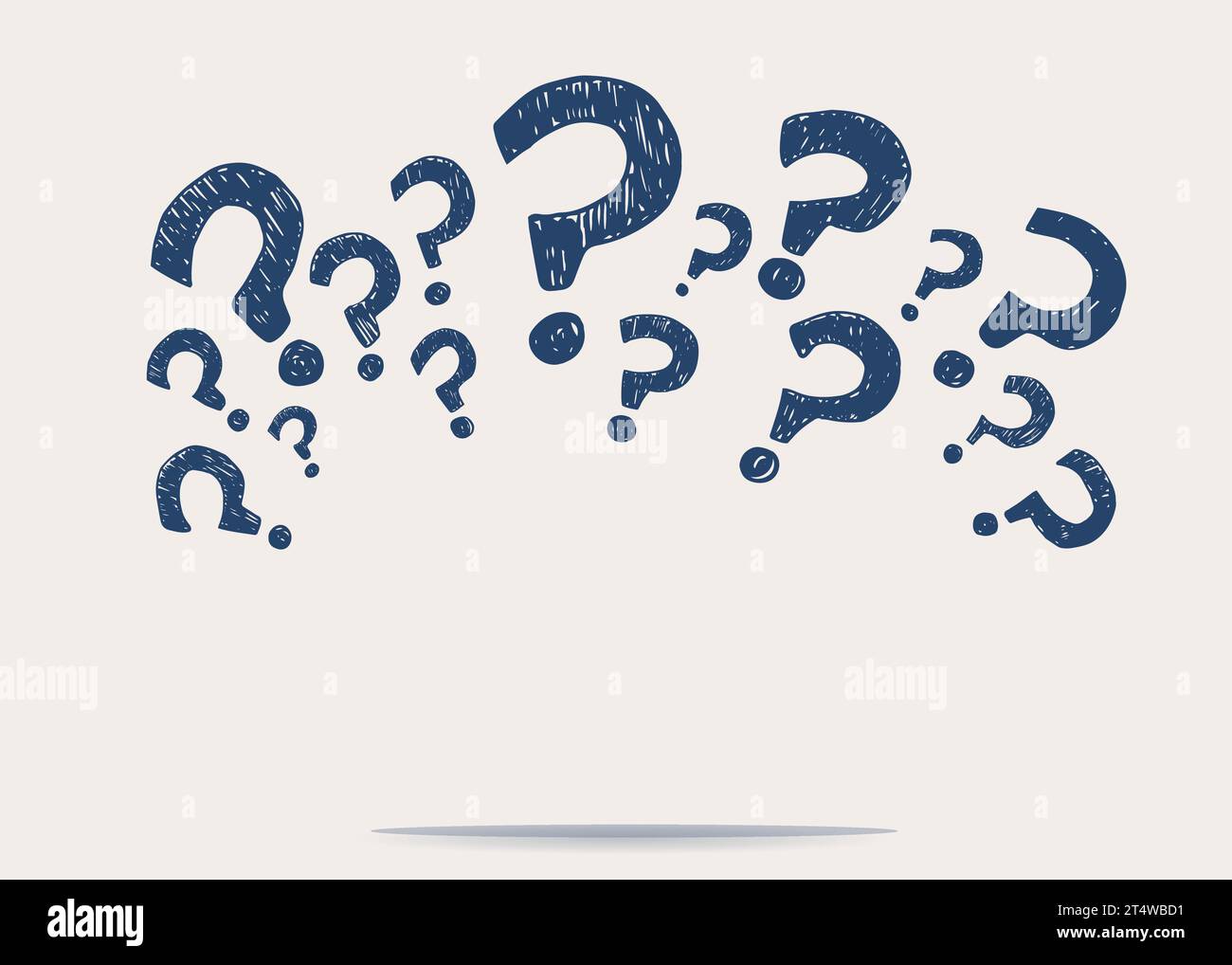 Question mark symbol sign hand draw doodle style arranged in semicircle ...