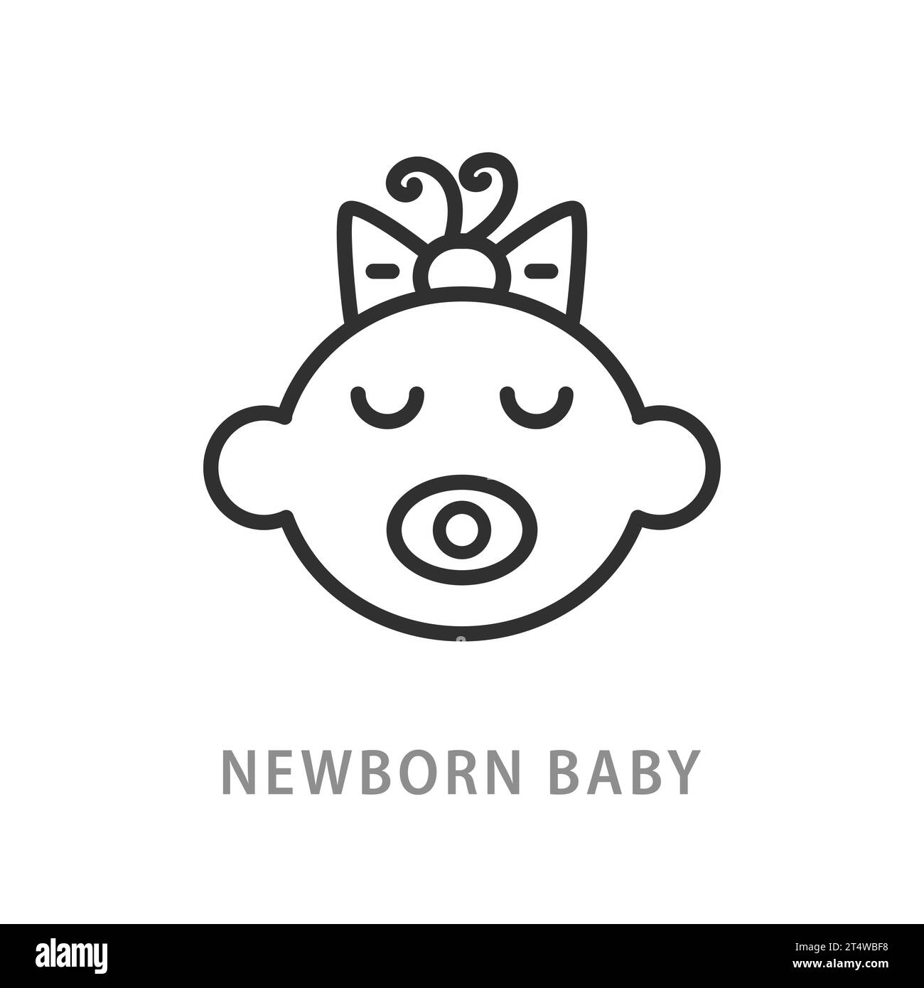 Newborn Baby Line Icon Kids Care Logo Linear Shape Stock Vector