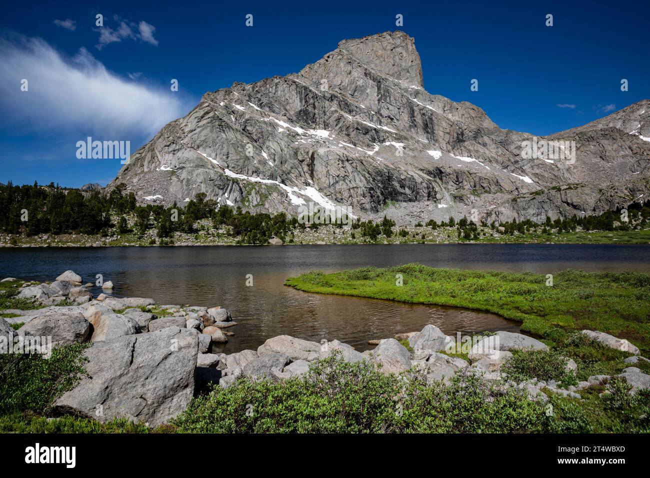 WA05566-00...WYOMING - The first Bear Lake and Lizard Head Peak in the Popo Agie Wilderness section of the Wind River Range. Stock Photo