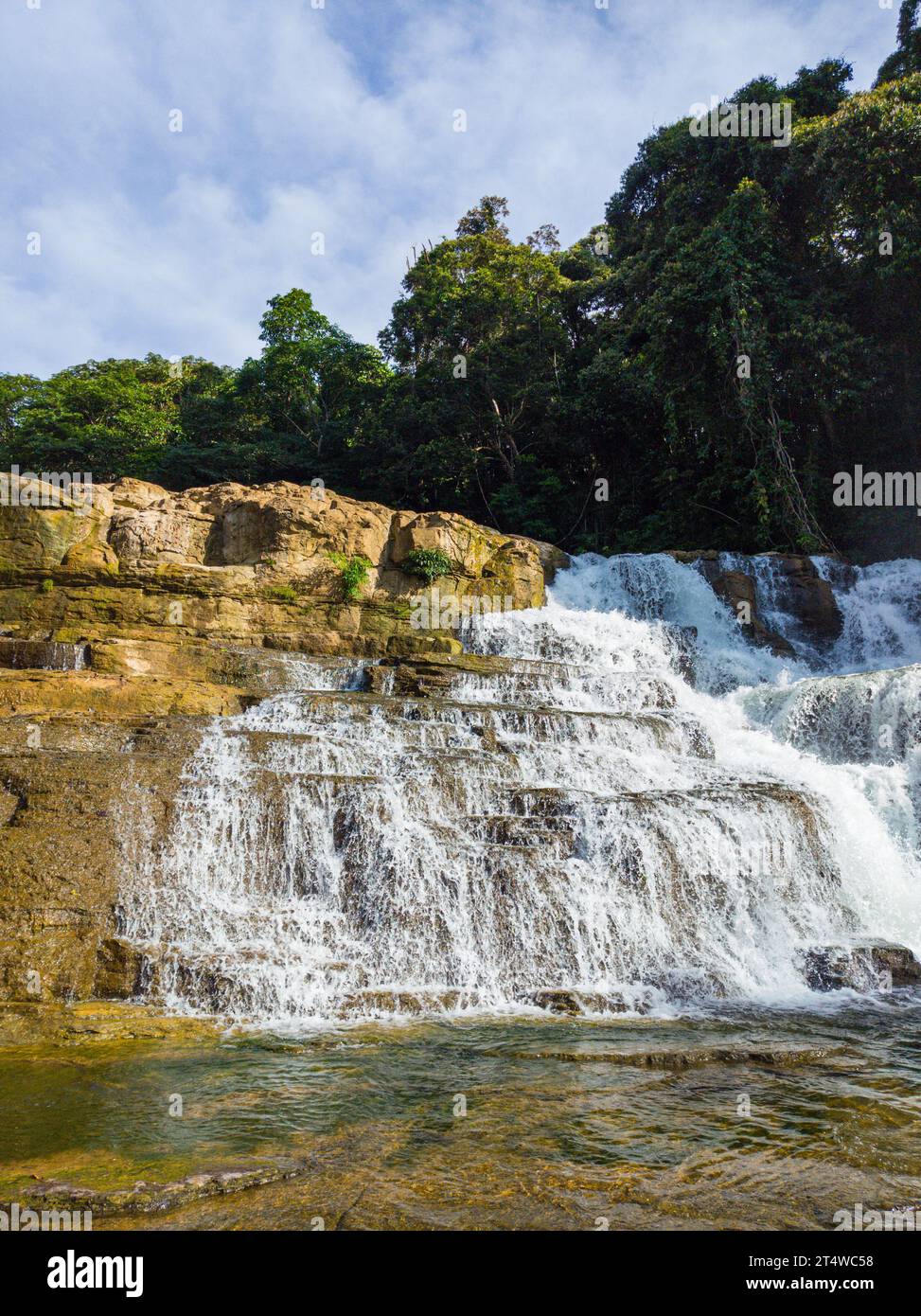 Tinuy-an Falls in Surigao del Sur. Waterfalls with clear water. Philippines. Stock Photo