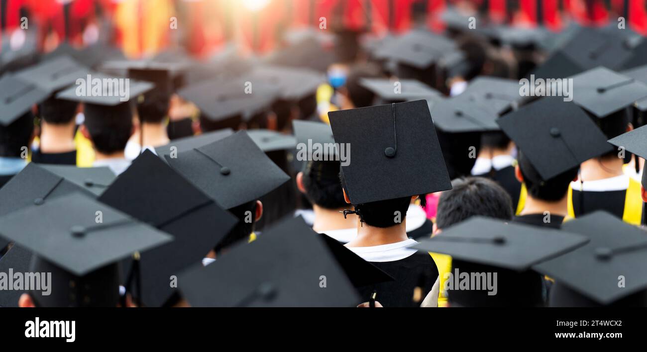 Rear view of graduates during commencement Stock Photo - Alamy