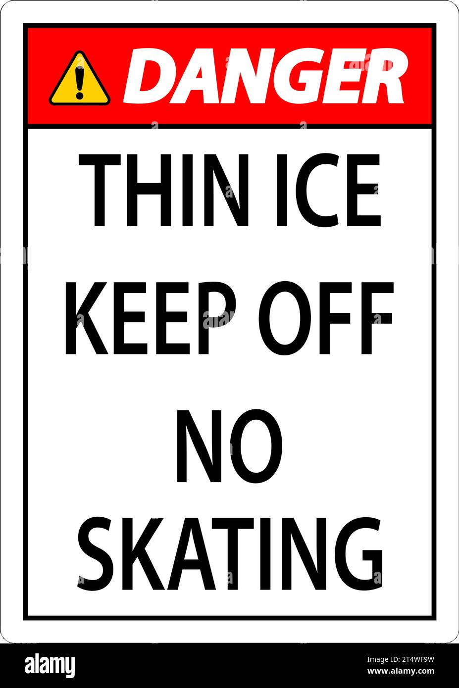 Thin Ice Sign Danger Thin Ice Keep Off No Skating Stock Vector Image