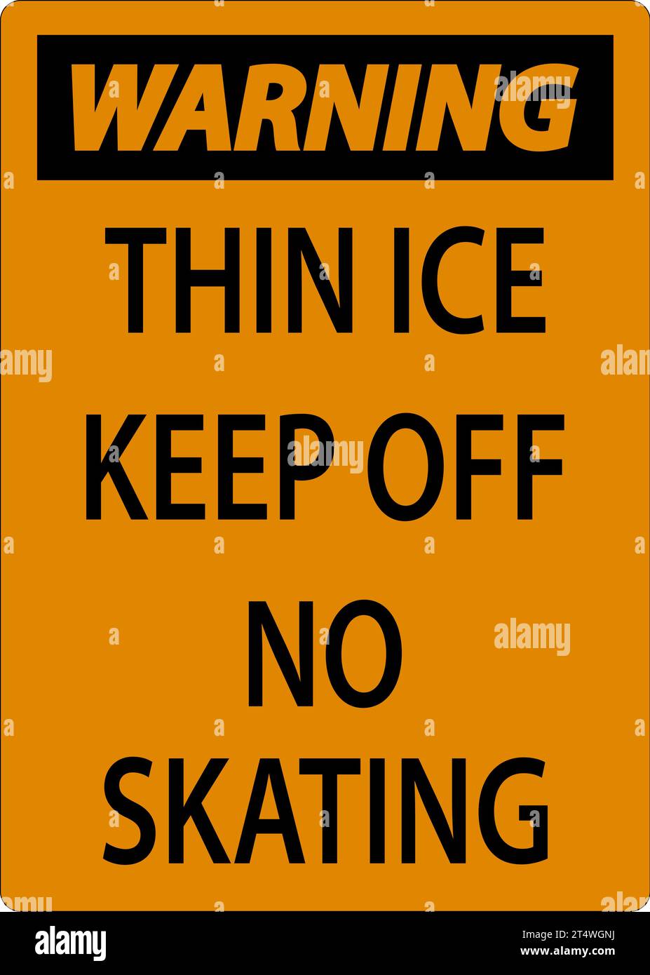 Thin Ice Sign Warning Thin Ice Keep Off No Skating Stock Vector Image