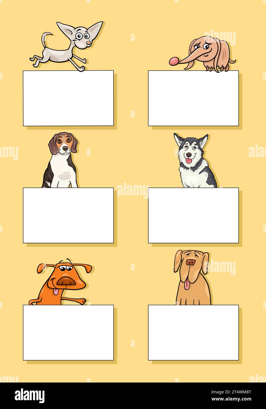 Cartoon illustration of dogs and puppies animal characters with blank ...