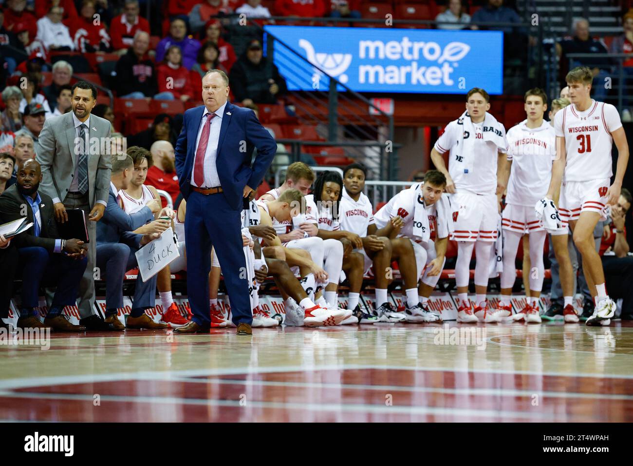 Madison, WI, USA. 1st Nov, 2023. Wisconsin Badgers head coach Greg Gard ...