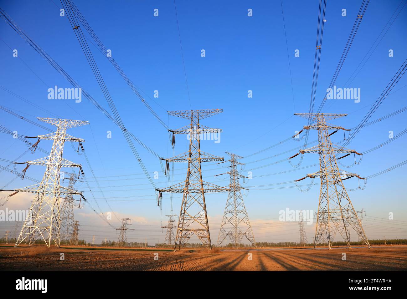 high voltage electric power steel tower, closeup of photo Stock Photo ...