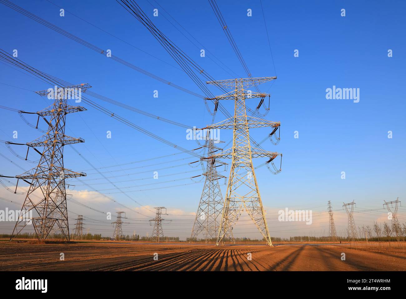 high voltage electric power steel tower, closeup of photo Stock Photo ...