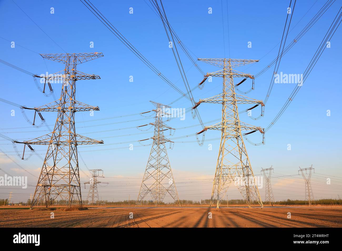 high voltage electric power steel tower, closeup of photo Stock Photo ...