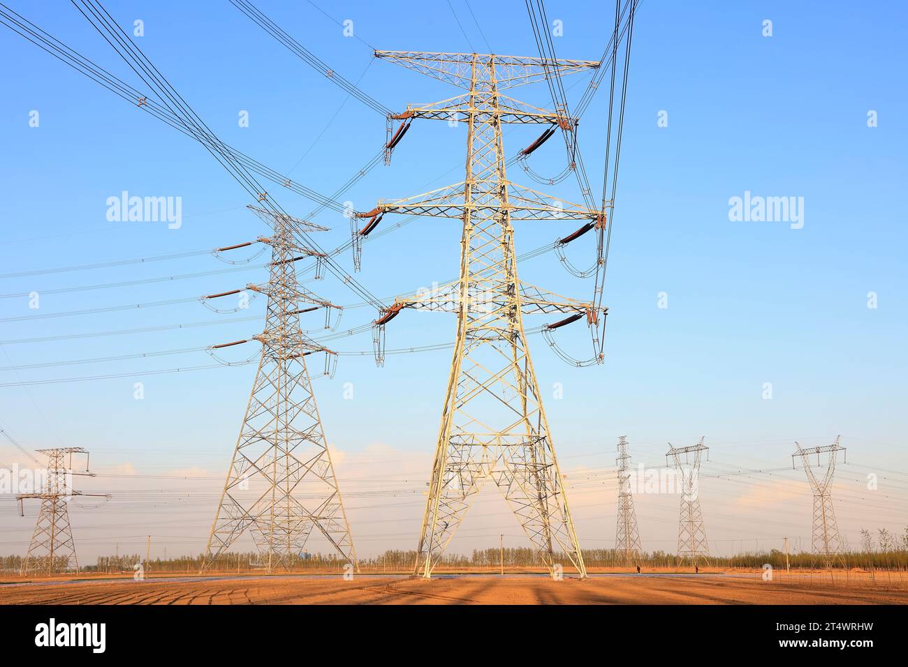 high voltage electric power steel tower, closeup of photo Stock Photo ...
