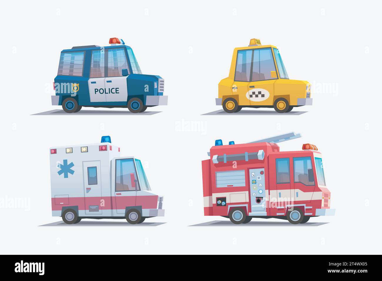 police and other service cars in set Stock Vector