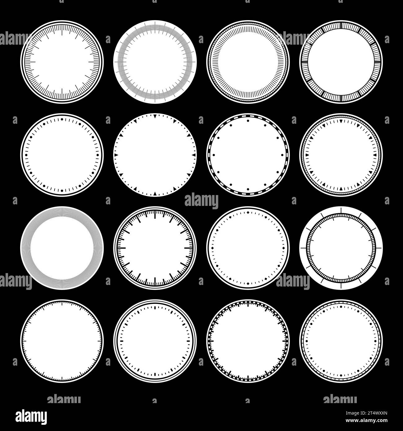 Mechanical clock faces, bezel. Watch dial with minute and hour marks