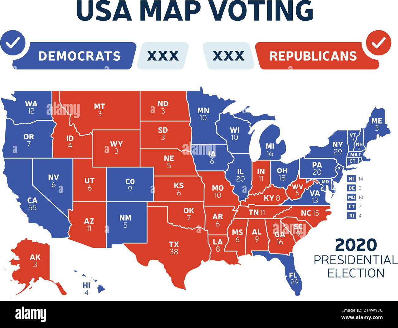 Usa presidential election results map Royalty Free Vector Stock Vector ...