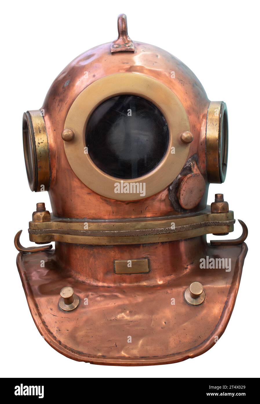 Diving helmet a part of diving-suite from 1960s divers isolated on white with clipping path included Stock Photo