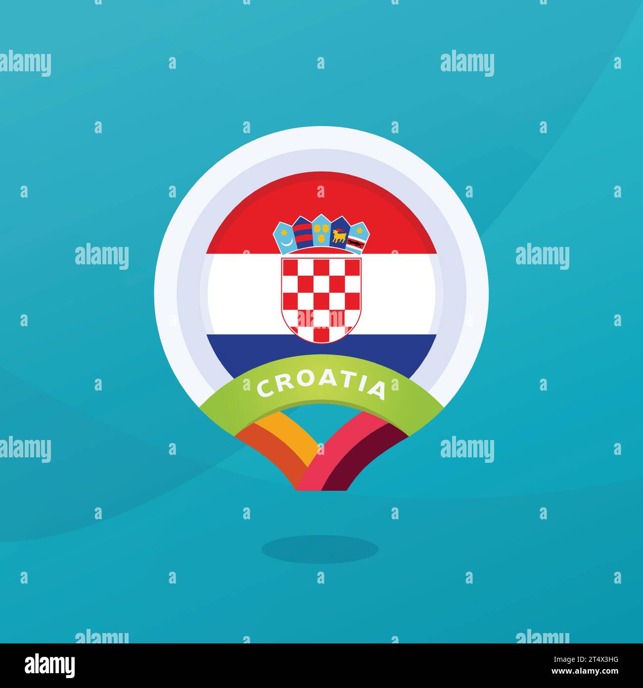 Croatia flag map location pin european football Vector Image Stock