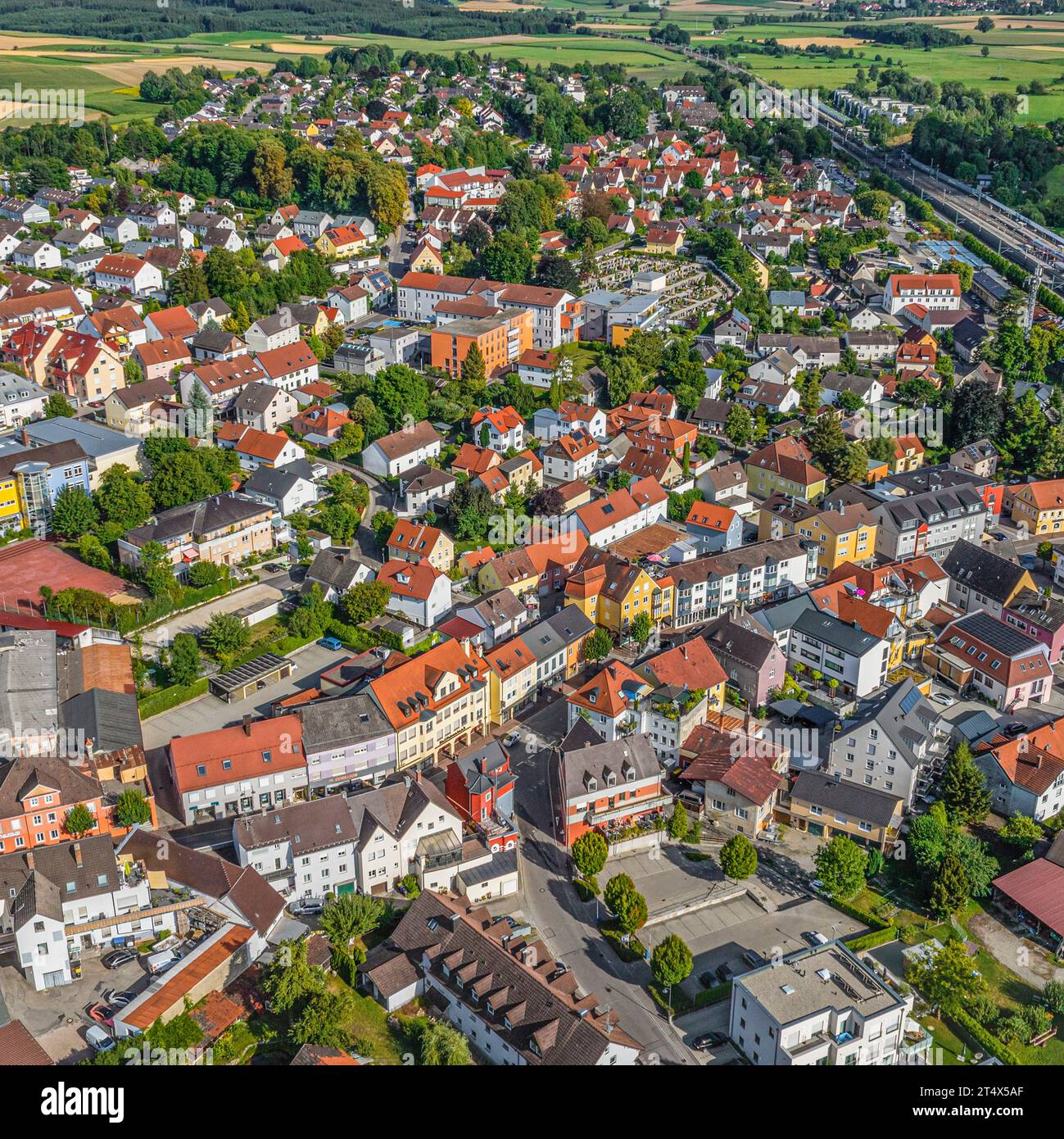 The market community of Mering in swabia from above Stock Photo