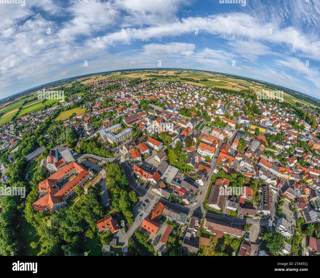 The market community of Mering in swabia from above Stock Photo
