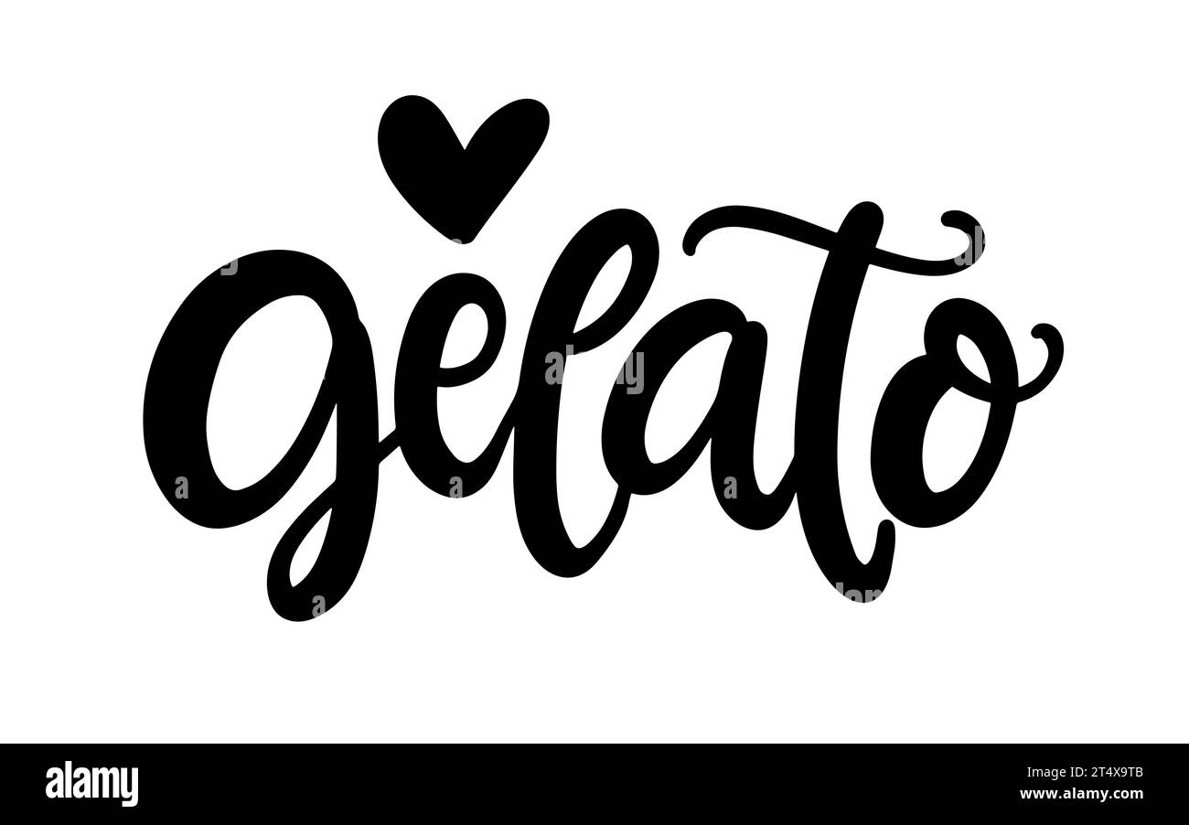 Gelato Ice Cream hand written brush lettering Stock Vector