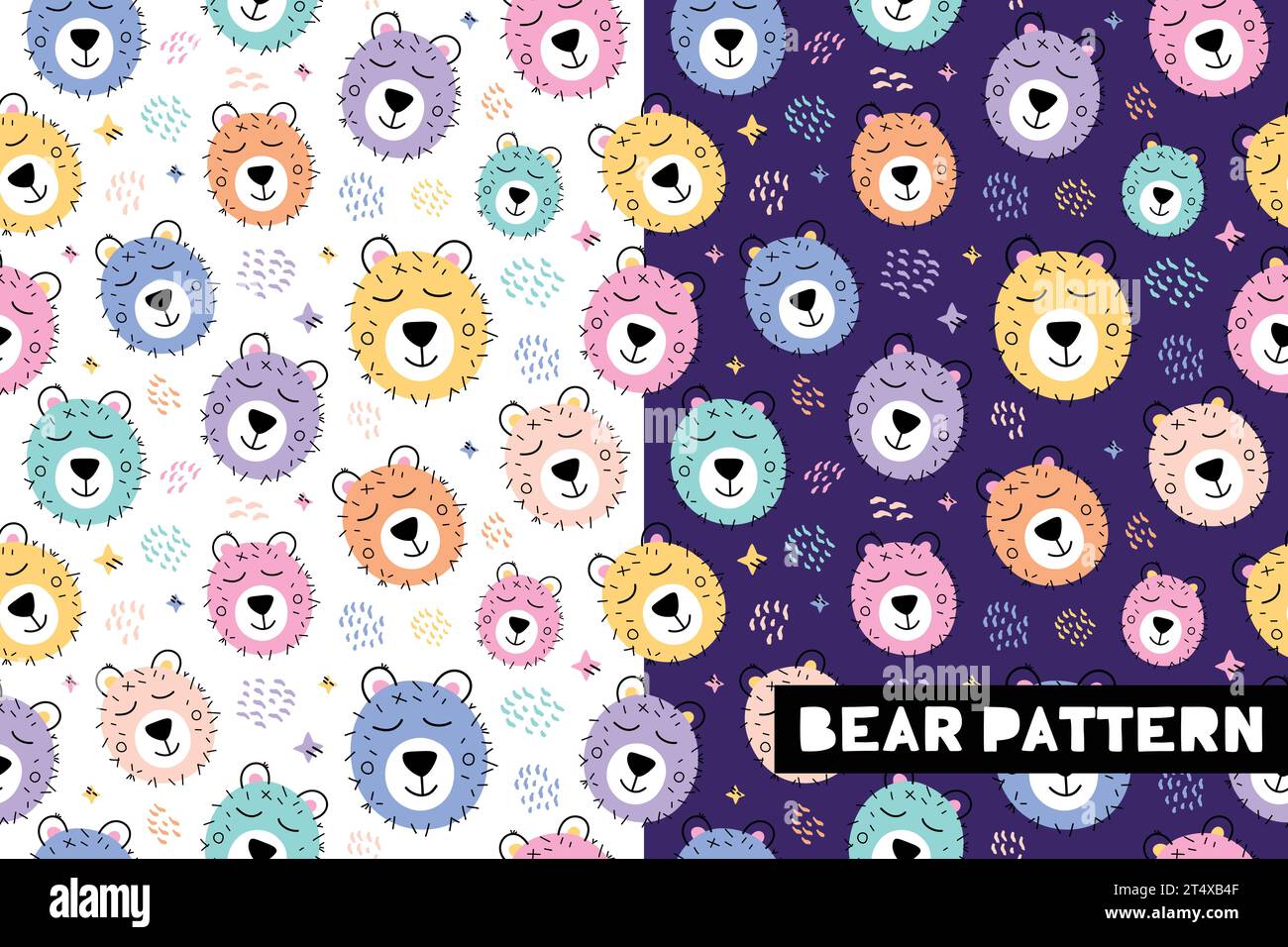 Seamless childish pattern with funny bear animals Vector Image Stock ...
