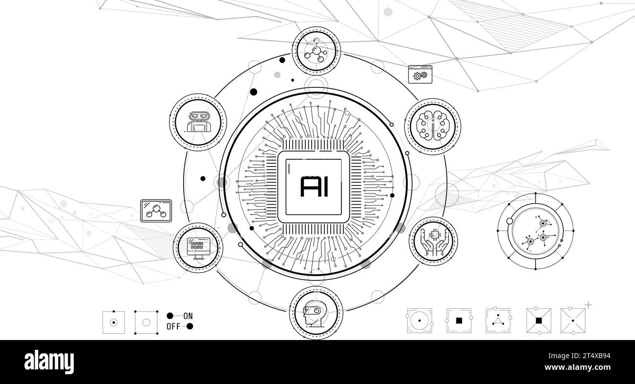 Virtual infographics on the topic of artificial intelligence, machine ...
