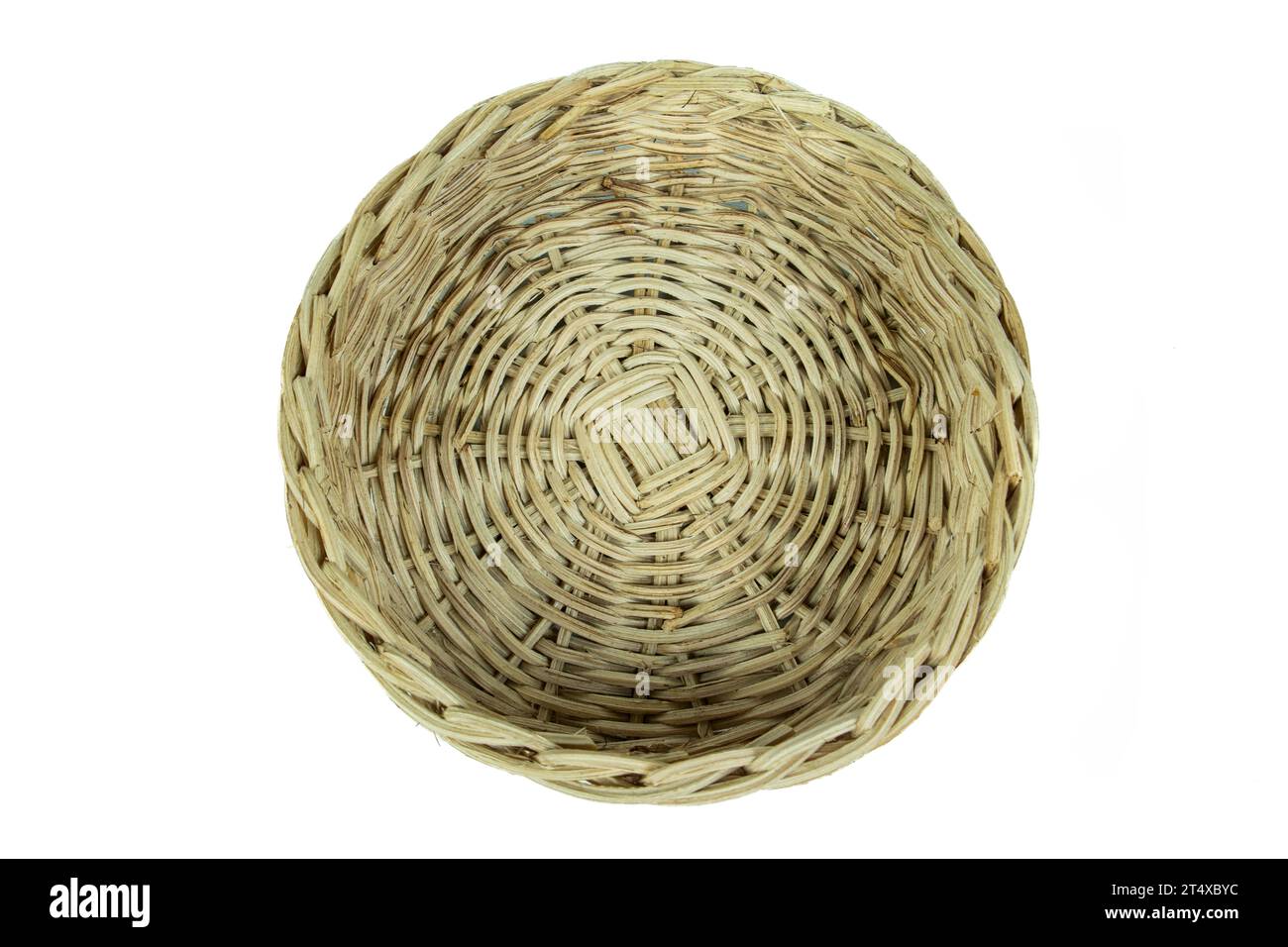 Top View wicker basket on white background Stock Photo
