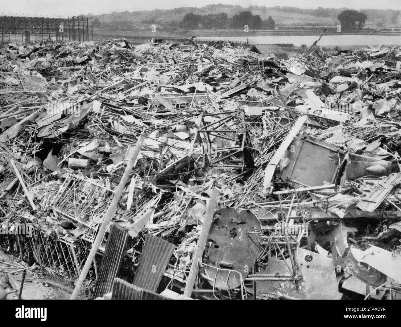 A dump of metal and other material from the large numbers of aircraft were shot down over the England during the Battle of Britain that lasted from 10th July until 31st October, 1940. Stock Photo