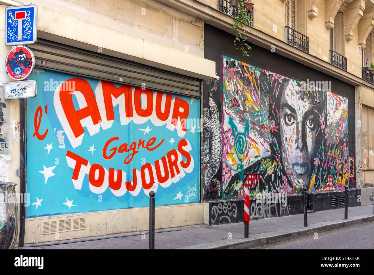 Street art, Rue Robert Planquette, Pigalle District, Paris, Île-de-France, France Stock Photo