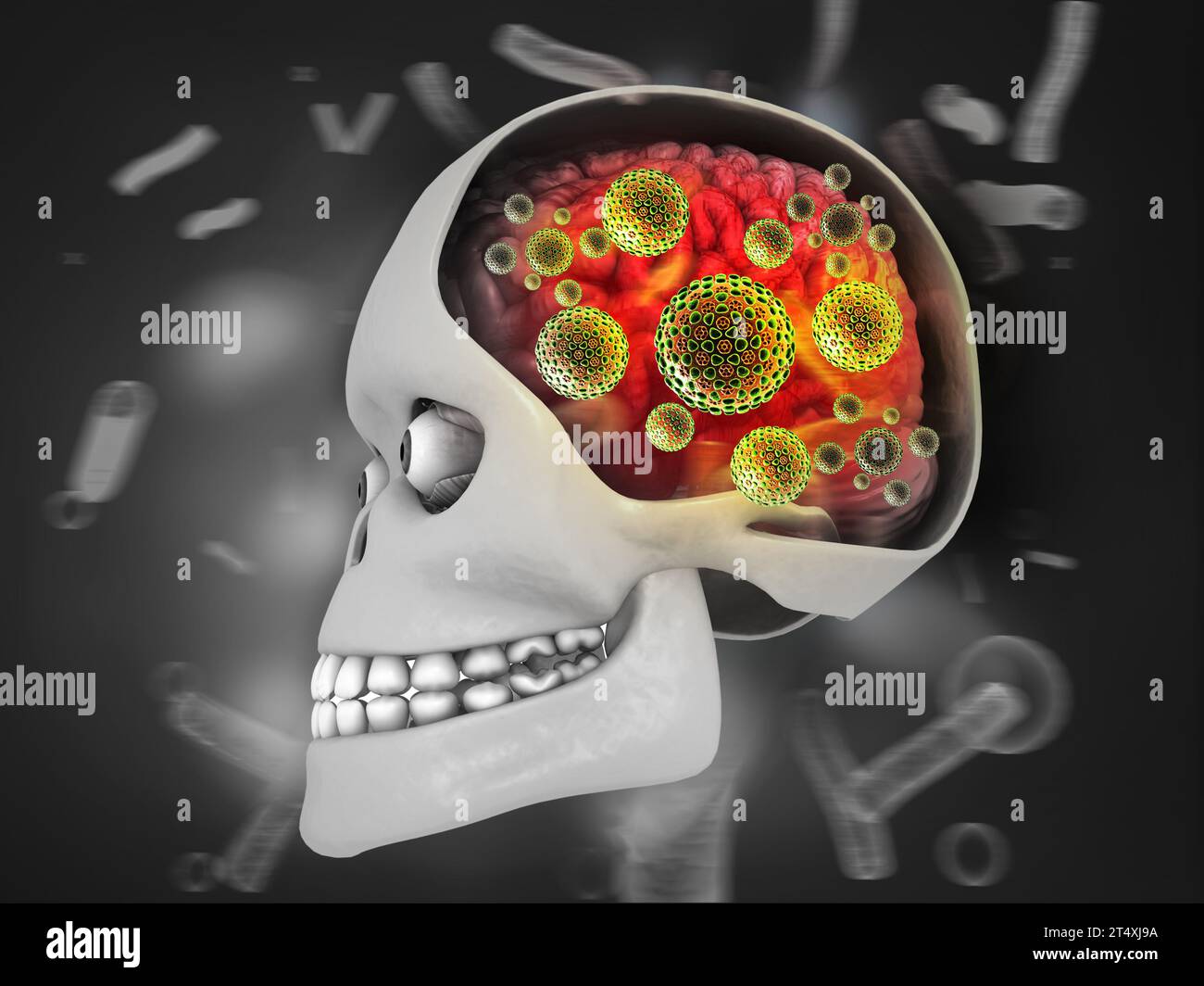 Virus attacking humans brain. 3d illustration Stock Photo Alamy