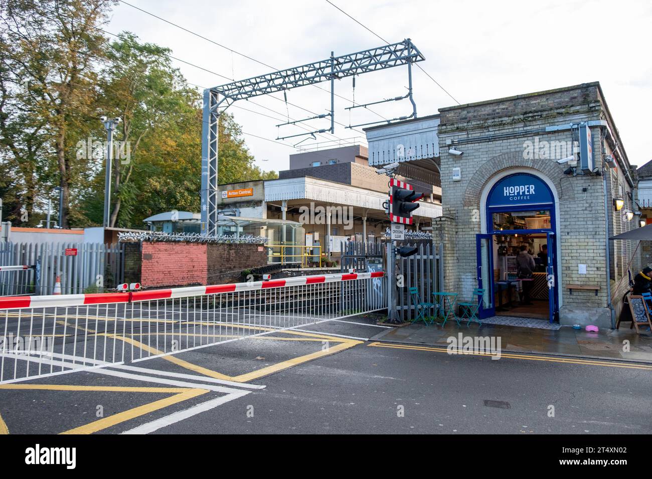 LONDON, OCTOBER 30, 2023: Acton Central railway station and road ...