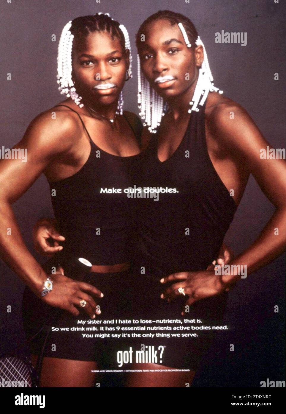 Got Milk Serena Williams li. und ihre Schwester Venus beide USA werben mit für Milch - PUBLICATIONxINxGERxSUIxAUTxHUNxONLY SLP99102302 Stock Photo