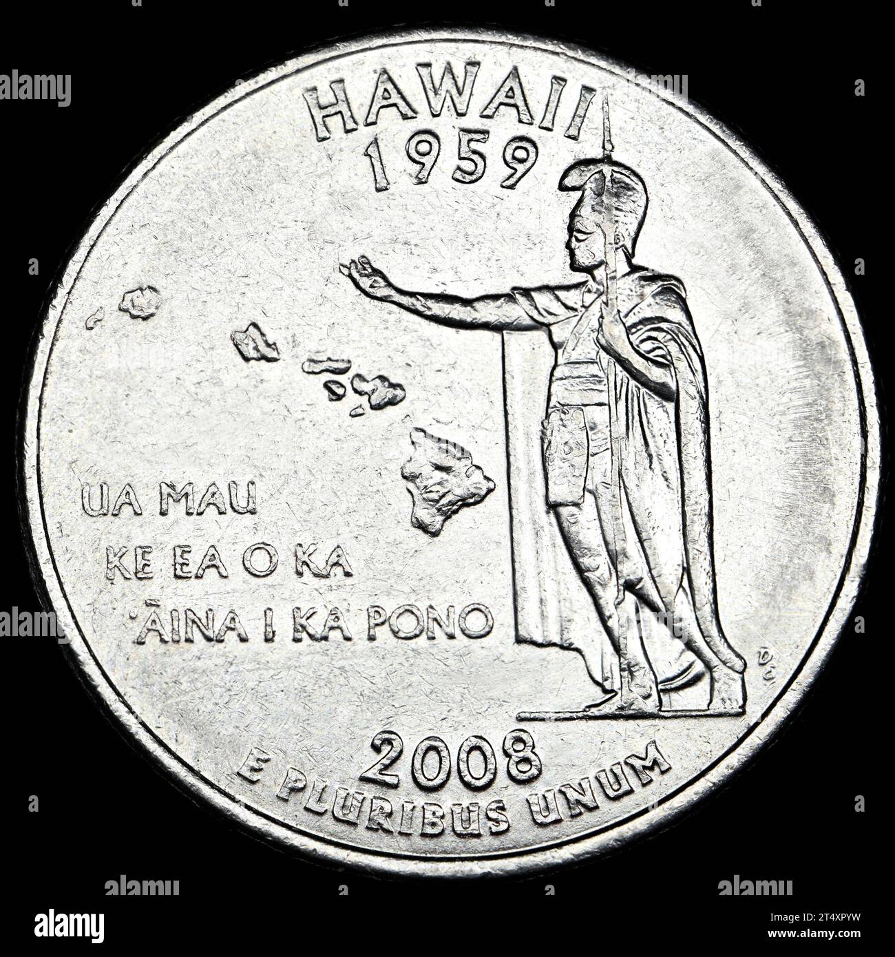 US Commemorative State Quarter Dollar : Hawaii (1959) Stock Photo